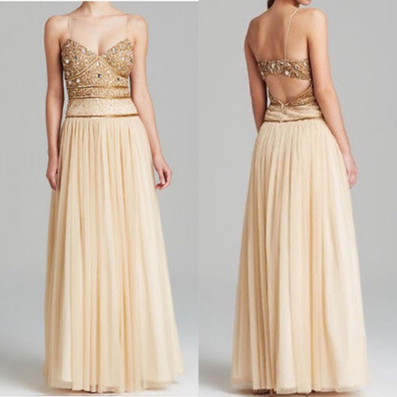 Aidan Mattox Dresses & Skirts - Aidan Mattox beaded spaghetti strap sleeveless tulle long gown